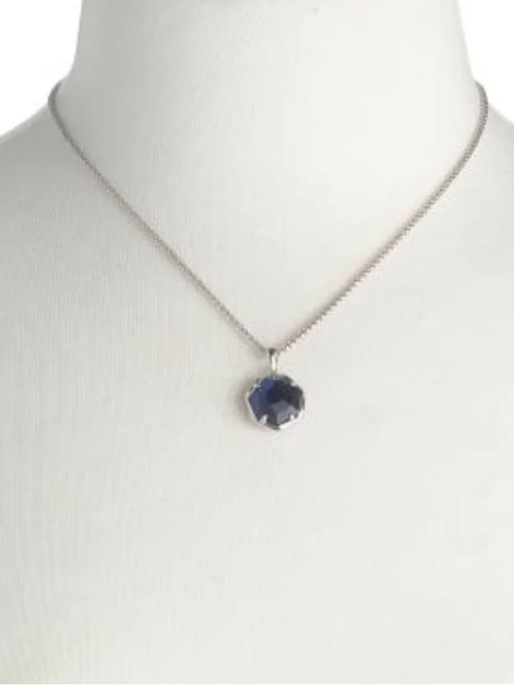 KENDRA SCOTT Silver Cynthia Navy Cats Eye Short Pendant Necklace